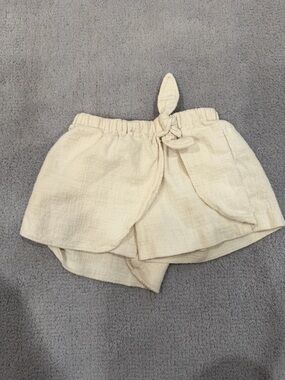 Zara kids Cream Tie-Waist Linen-Blend Skort